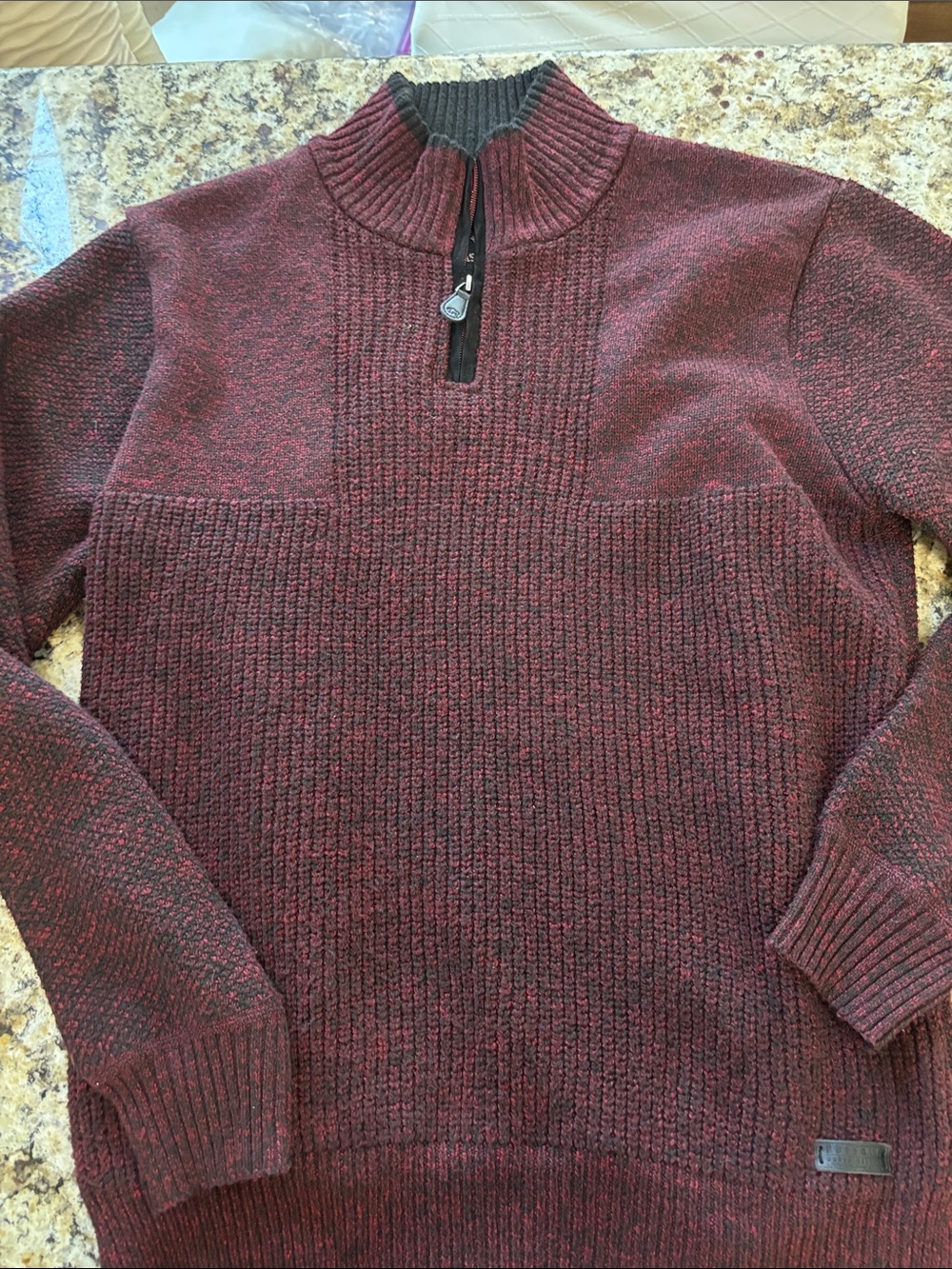 Buffalo David Bitton Men's Marled Burgundy Half-Zip Sweater